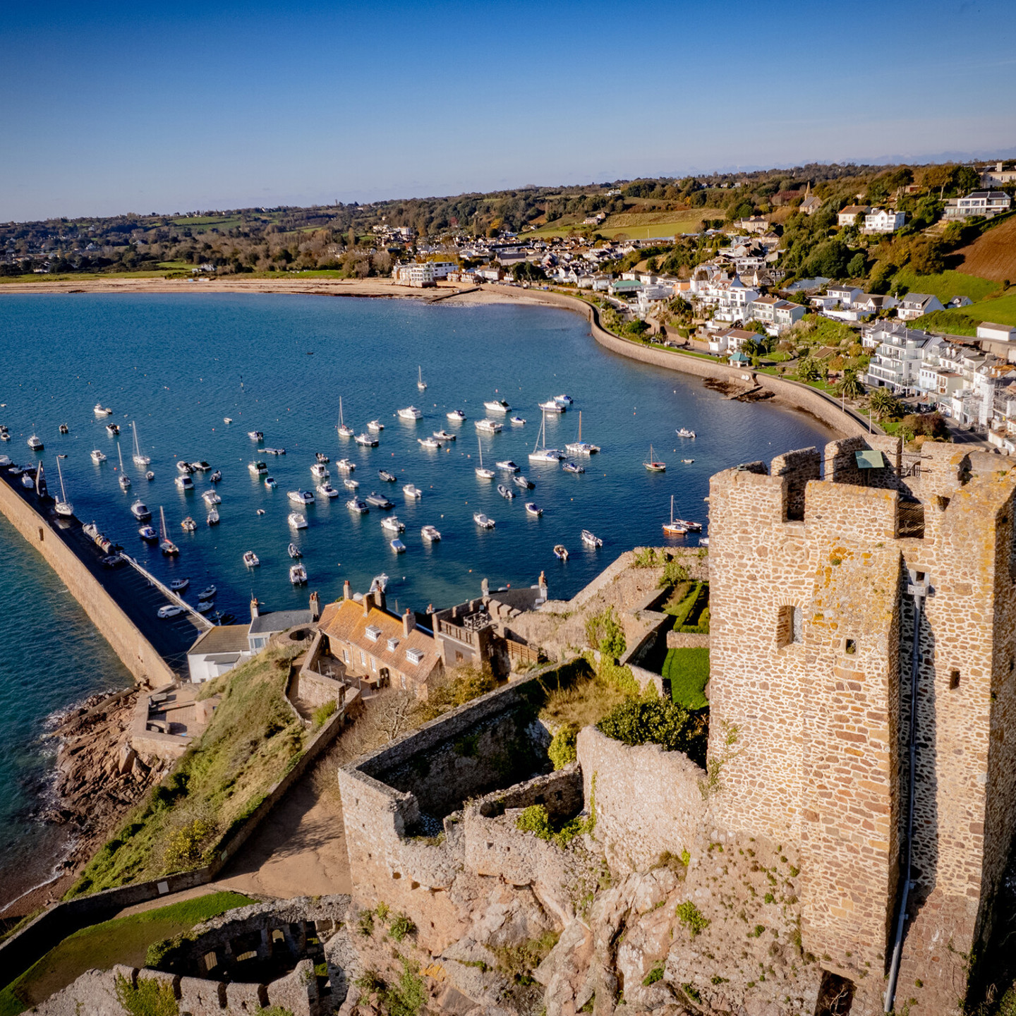 View over the edge of Gorey Castle